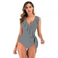 thumbnail image 1 of Women's Bikini Swimsuit Ruffles Two Pieces Bikini Set, Gray Green M, 1 of 5
