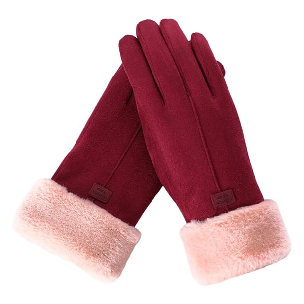 Guantes para mujer, con pantalla táctil para el dedo completo, guantes cálidos rojo