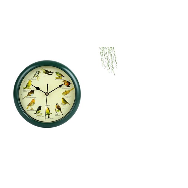 Reloj de pared,Reloj de pared decorativo con pájaros cantores,Reloj de pared de 10 pulgadas con sonido de pájaros musicales,Adhesivo de pared,Pegatinas de pared de vides colgantes para