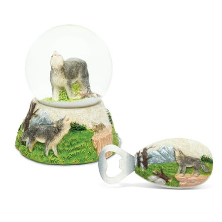 Goose Magnet - Puzzled Wolf Resin Stone Finish Collection including Snow Globe and Magnet Bo