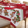 thumbnail image 3 of Merry Christmas Gingerbread Man Rectangle Tablecloth 60 x 84 Inch, Xmas Peppermint Candy Holly Red Berry Decorative Table Cloth Dining Table Cover, Winter Holiday Dinner Party Picnic Decoration, 3 of 5