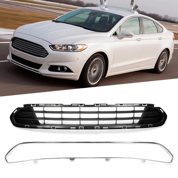 Kojem Front Bumper Lower Grille Center Textured Plastic Trim for 10 11 12 Ford Fusion S SE SEL Hybrid Sedan 2PCS
