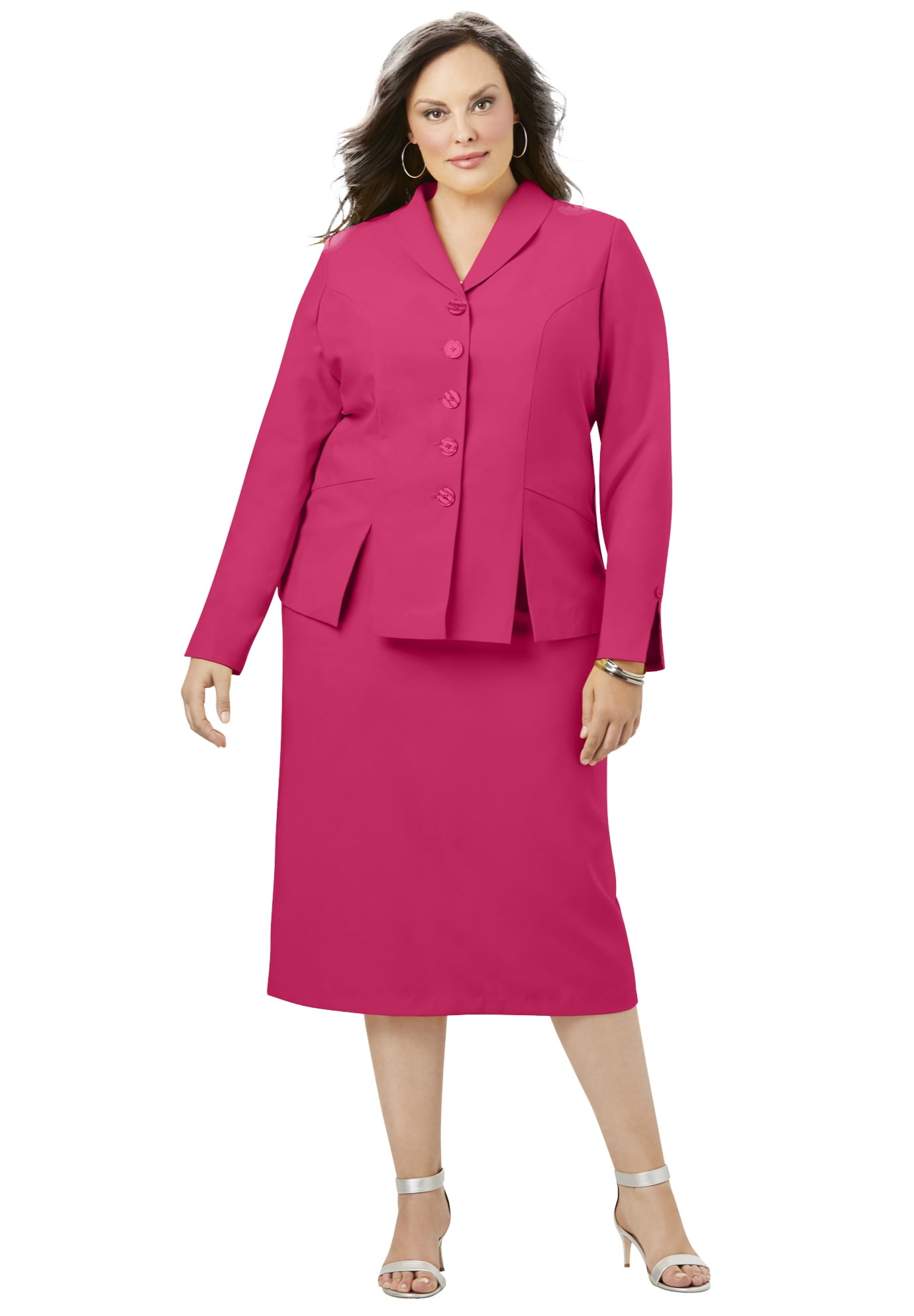 Roaman's Roaman's Women's Plus Size TwoPiece Skirt Suit with Shawl