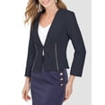 thumbnail image 5 of INSPIRE CHIC Junior's Open Front Zipper Collarless Solid Cropped Blazer, 5 of 5