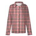 thumbnail image 4 of Plaid Shirts for Women Button Down Collared Casual Tops Long Sleeve Shirts for Women Basic Shirt Collar Regular Top Oversized Graphic Tees Business Dressy Top Work Tops Spring Clothes Pink S-2XL, 4 of 5