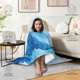 thumbnail image 4 of Wearable Blanket,Blue Marble Pattern Hooded Wearable Flannel Blanket for Adults & Teens,Winter Poncho Shawl Wrap Cape Cozy Anti-Pill,50"x60", 4 of 5