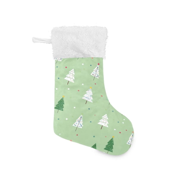 Christmas Stocking with Hanging Loop for Family Holiday Ornament Green and White Christmas Tree