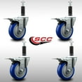 thumbnail image 2 of 4 Inch SS Blue Poly Swivel 1 Inch Expanding Stem Caster Set Total Lock Brake, 2 of 2