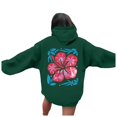 thumbnail image 3 of Arlun Womens Cute Pink Flower Hoodies Preppy Hawaiian Graphic Long Sleeve Drawstring Sweatshirts Y2k Loose Comfort Casual Fall Winter Pullover Tops with Pocket 1-Green XXL, 3 of 6