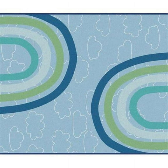Carpets for Kids 6956 6 x 9 ft. Rectangle Kidsoft Large Rainbows Rug - Blue
