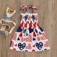 thumbnail image 3 of Vêtements pour Bébés Filles Fête de l'Indépendance Ensemble Robe Imprimée Drapeau Star Bretelles Justaucorps, 3 of 6