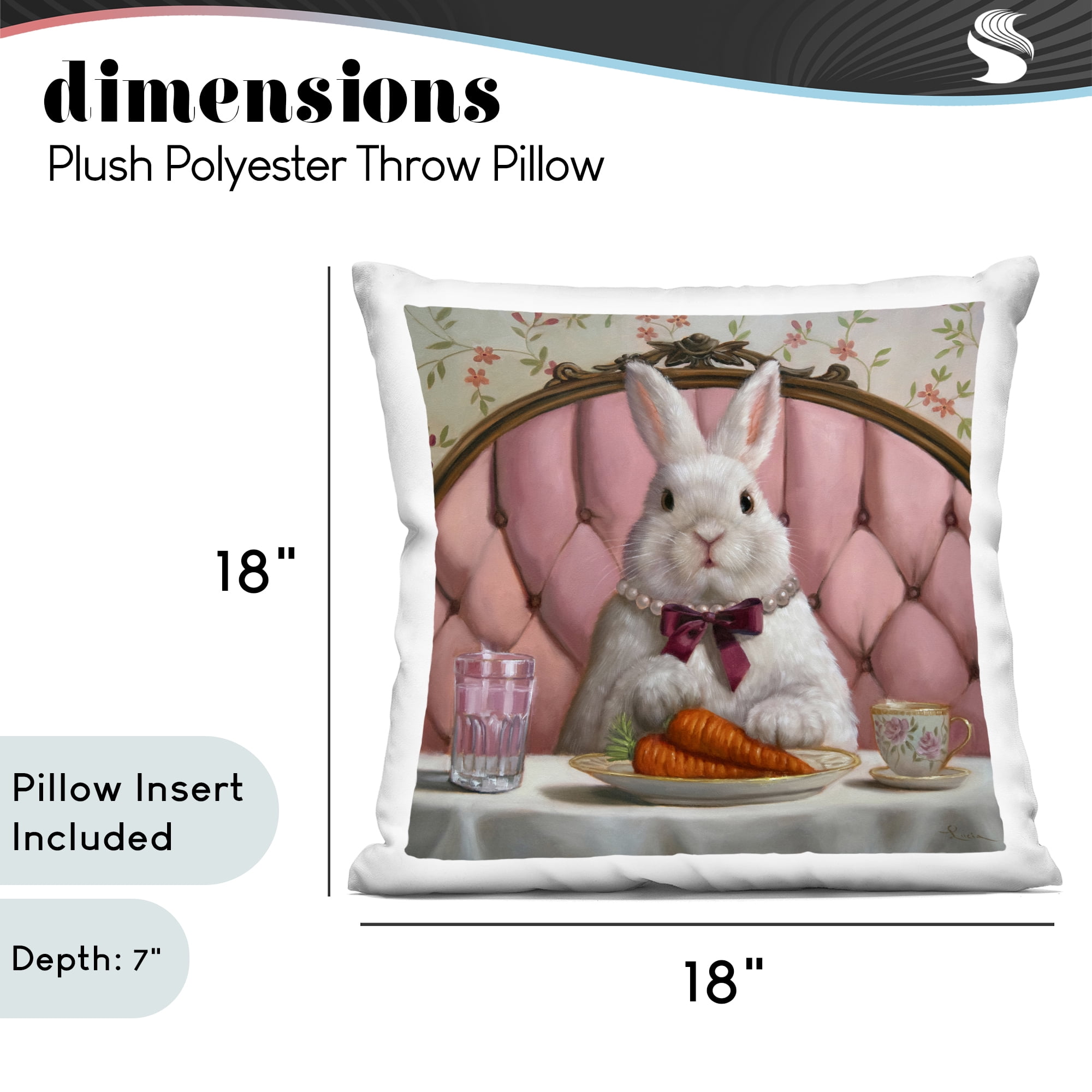 Stupell Industries Bun Appetit Rabbit Dining Decorative Printed Throw Pillow, design by Lucia Heffernan, 18 x 7 x 18