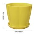thumbnail image 3 of romoty Flower Petal Shaped Plastic Plant Pot with Saucer Yellow, 6.3 in Lightweight Decorative Succulent Planter with Drainage Hole for Indoor Outdoor Desk Garden Decor, 3 of 6