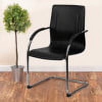 Emma Oliver Black Vinyl Side Reception Chair with Chrome Sled Base