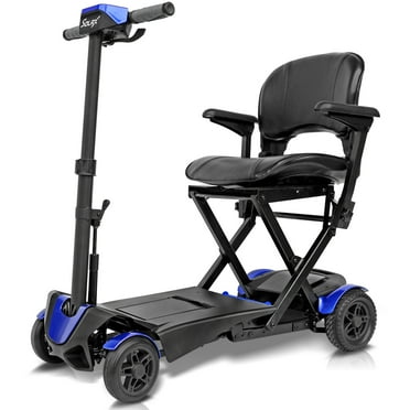 Automatic Folding 4 Wheel Power Electric Mobility Scooter w/Remote for Elderly, Blue