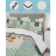 thumbnail image 4 of Boho Spring Floral King Size Down Alternative Comforter,Lightweight Comforter Quilt Bedding Set with Pillow Shams Retro Flowers Plants Patchwork Grid Green Bed Comforter Duvet Insert 96"x106", 4 of 7