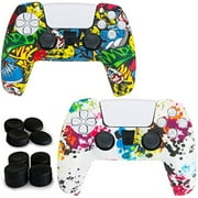 PS5 Controller Skin,Non Slip Comfort Silicone Skin Cover Protector Case for Playstation 5 DualSense Controller(Controller Skin case x 2 + FPS PRO Thumb Grips x 8)