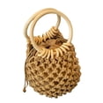 thumbnail image 1 of 30cm Black Bolso de paja Bolso de ratán Bolsos de mano de playa de verano huecos con asa superior redonda, 1 of 5