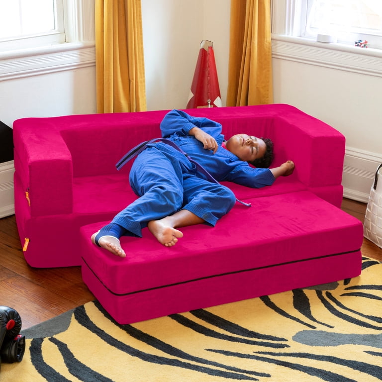 Jaxx Zipline Kids Sofa & Large Ottoman, 3 in 1 Fold Out Sofa, Big