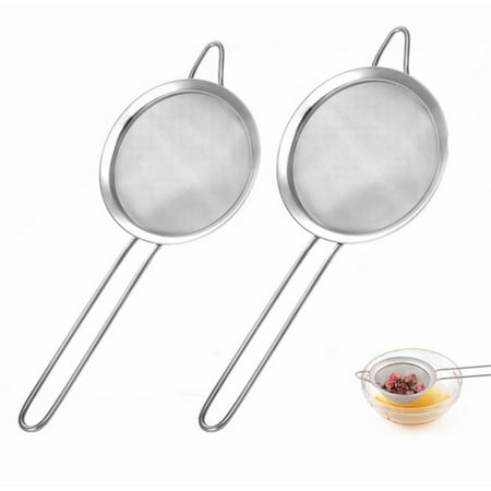 

Fine Mesh Strainers with Handle 2 PCS Premium Stainless Steel Colander Sieve Sifters Fine Mesh Strainers for Kitchen Metal Hand Small Sieve Strainer Durable Strainers with Handle