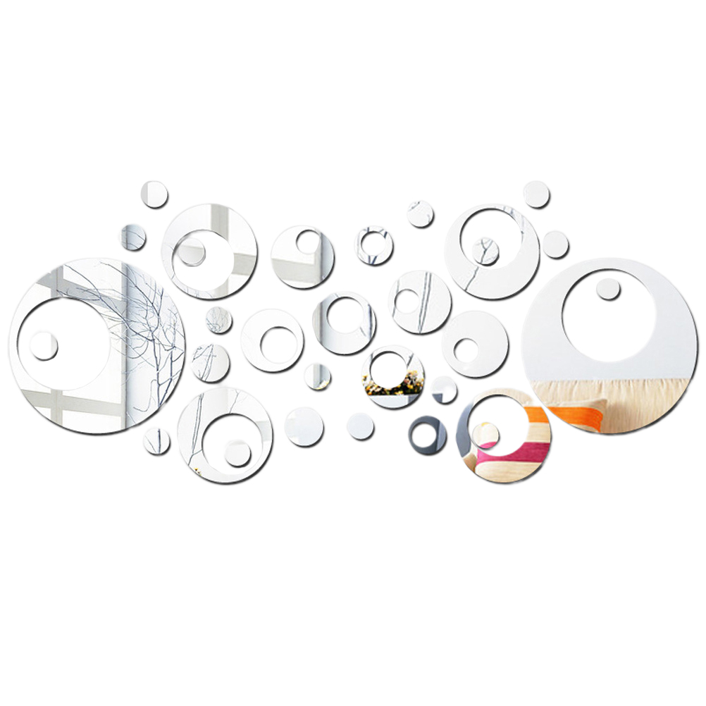 Removable Wall Sticker Decal PS Mirror Setting Bubble Round Mirror