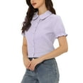 thumbnail image 4 of INSPIRE CHIC Women's Chic Tops Peter Pan Collar 1950s Vintage Button Down Cotton Blouses XL Light Purple, 4 of 6