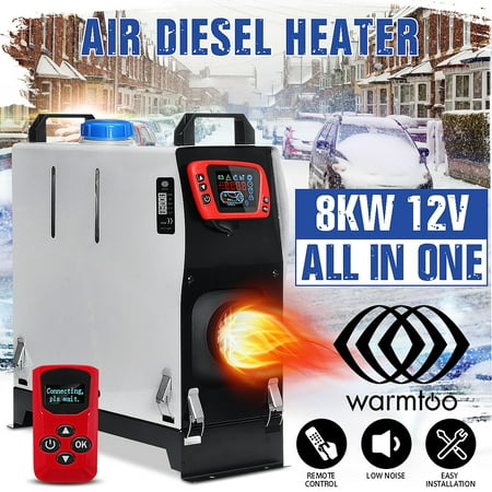 Warmtoo All In One 12V 8KW Diesel Air Heater Car Parking Heater LCD Thermostat Red Switch+ Red Remote Control For Car Trucks Boats (Best Used Diesel Motorhome For The Money)