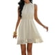 thumbnail image 1 of VISgogo Mini vestido para mujer, elegante, sin mangas, cuello alto, sólido, verano, casual, citas, vestido de una línea VISgogo moda, 1 of 6