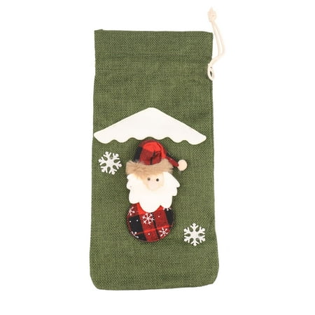 

Red Wine Bottle Cover Bags Decoration Home Party christmas decoration(green)