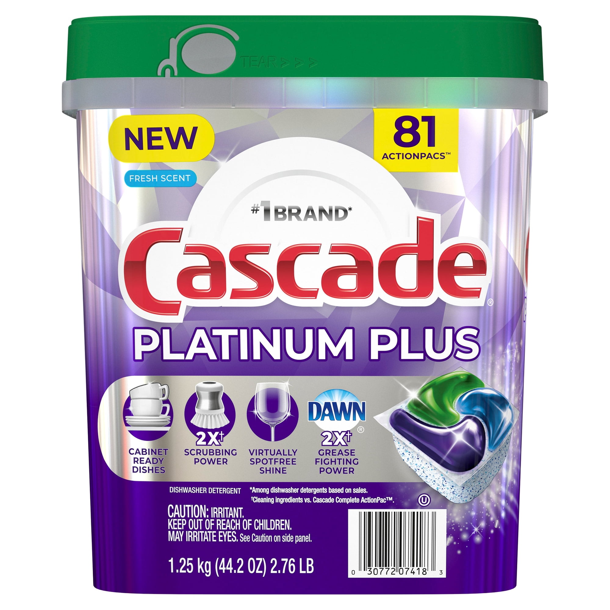 Cascade Platinum Plus Dishwasher Detergent Pacs, Fresh Scent, 81-Count