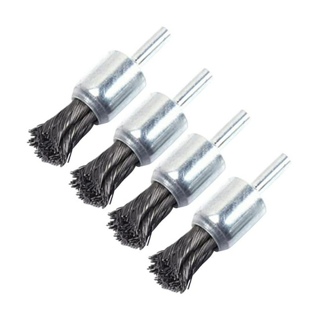 Cepillo de extremo de ambre de nudo de soporte de material acero de 4 piezas para rectificado de superficies metálicas, desbarbado, pulido de 20 mm CUTICAT Cepillo de extremo de alambre de nudo torcido