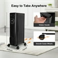 thumbnail image 6 of Romswi Oil Filled Radiator with 4 Modes, Electric heater with Remote and Wheel, Led Display, Digital Thermostat, 24H ON OFF Timer, Child Lock, Overheat & Tip-Over Protection,Indoor 1500W Black, 6 of 9