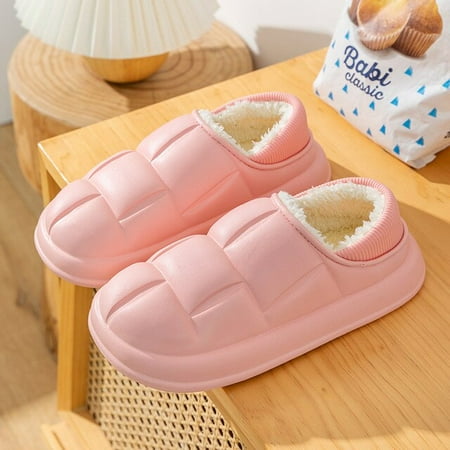 

CoCopeanut Women Slippers Warm Plush Home Shoes Waterproof Eva Upper Platform Full Wrap Cotton Shoes Couple Warm Indoor Snow Boots Shoes