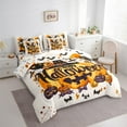 thumbnail image 3 of jejeloiu Halloween Spooky Pumpkin Twin Bedding Sets 7-Piece,Purple Kawaii Bowtie Bedding Comforter Set,Happy Halloween Bats Sheet Sets For Child,Ultra Soft Bedroom Decorative Reversible, 3 of 8