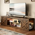 thumbnail image 4 of HOMRELEXA Farmhouse TV Stand for TVs Up to 80", Home Entertainment Center with LED Light, Open Storage Cabinet & Adjustable Shelves, Brown, 4 of 9