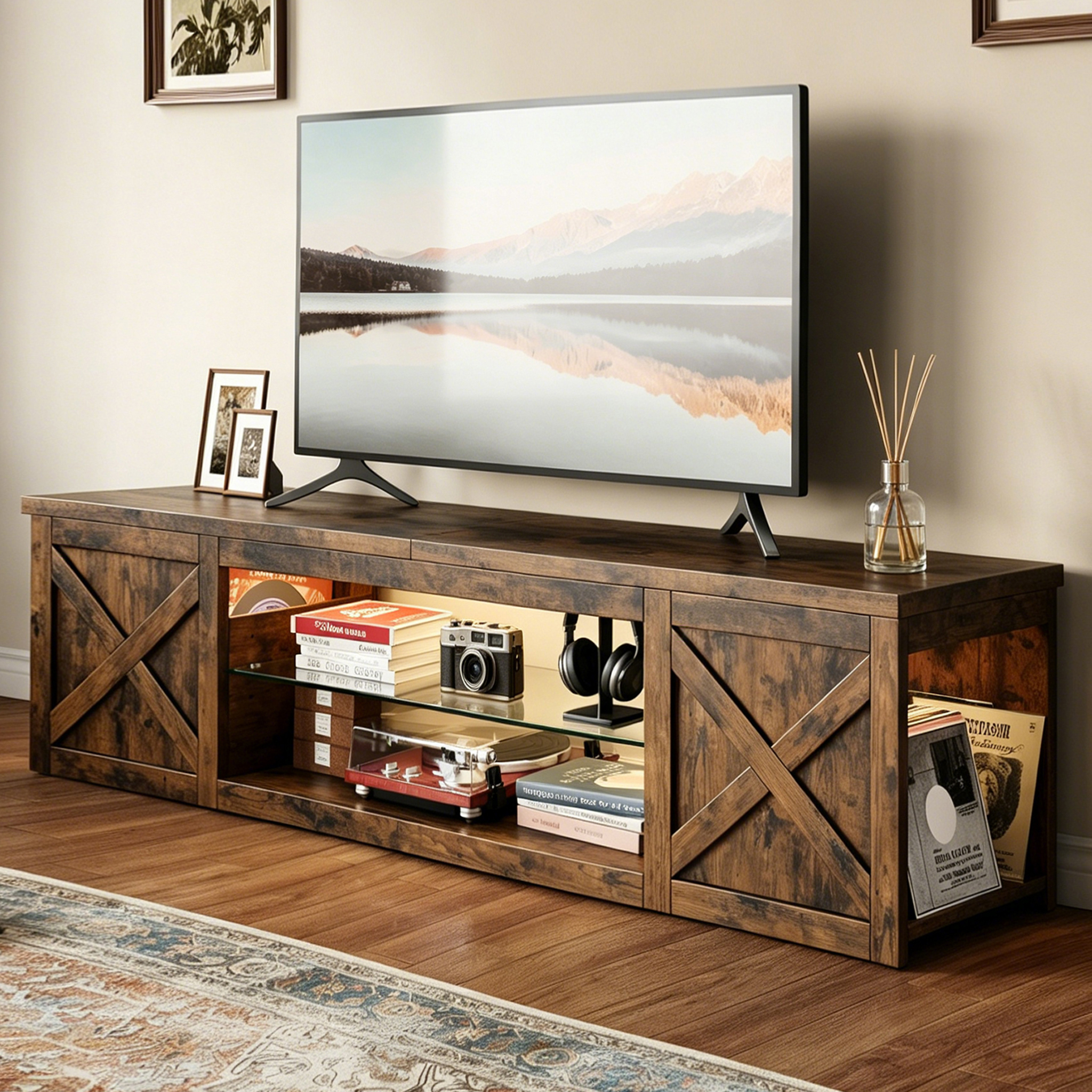 Homrelexa Farmhouse TV Stand for TVs up to 80 Inches photo 4