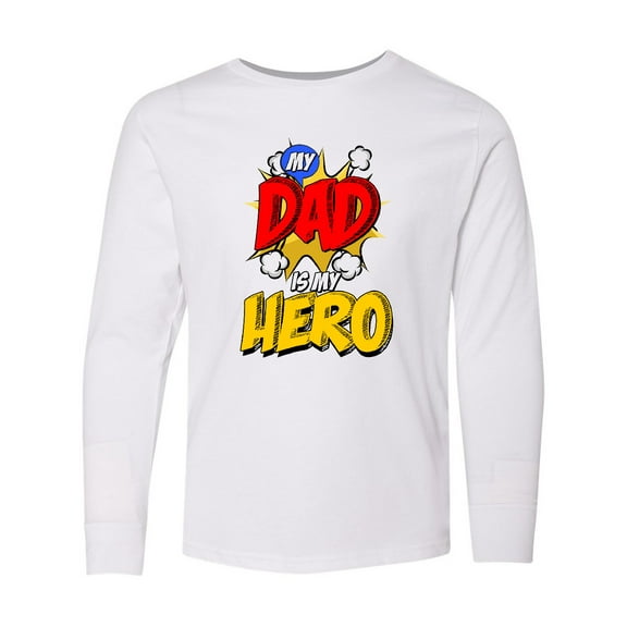 Inktastic Dad is My Hero Long Sleeve Youth T-Shirt