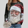 thumbnail image 6 of Futezty Women's Raglan Shirt Christmas Tops Long Sleeve Xmas Pullover Blouse Red Glass Santa Hat Graphic Sweatshirt, 6 of 7