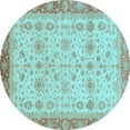 thumbnail image 1 of Ahgly Company Indoor Round Oriental Light Blue Traditional Area Rugs, 5' Round, 1 of 4