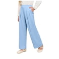 thumbnail image 7 of Girls Pants Casual Smocked High Waist Pant Loose Wide Leg Long Trousers 3-14 Years Kids Fashion Spring, 7 of 7