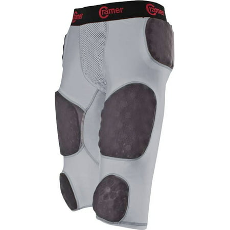 Cramer Skill 7 Pad Football Girdle With Integrated Hip, Thigh, Knee and Tail Pads, Gray,