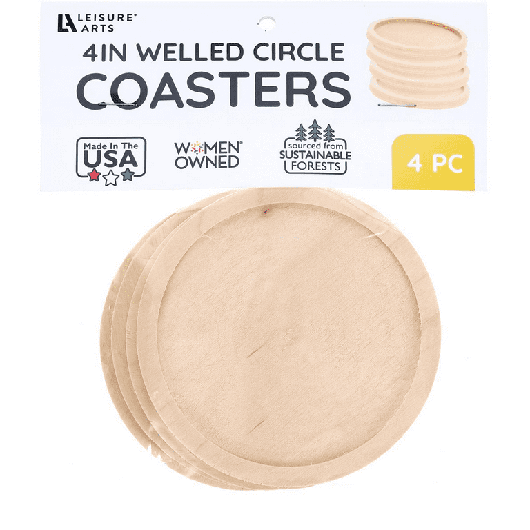 Welled Wood Coaster Square with Square 4, 4 piece, for wooden coasters,  crafts and decorations, welled center for resin design or paint - for  decoupage, engraving, wood burning 
