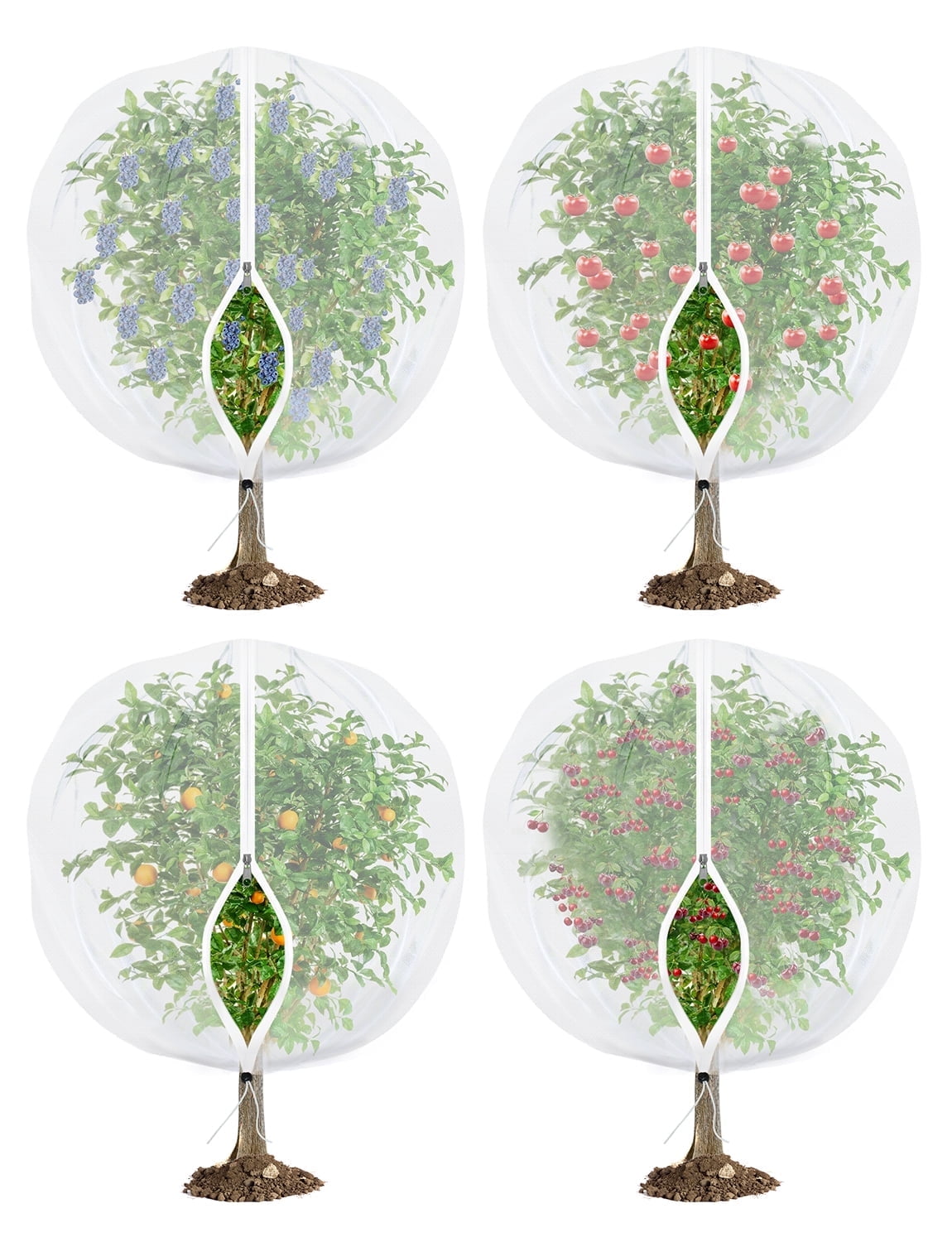 HNYTLCO Mesh Gardening Net for Blueberry Bushes, 4-Pack, 5x4ft Insect and Bird Barrier with Zipper and Drawstring
