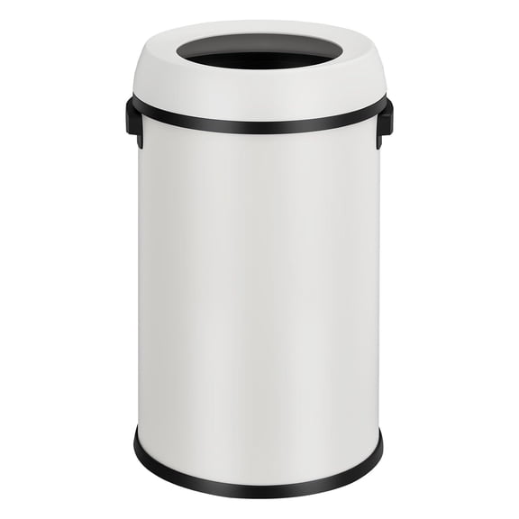 Garvee 17 Gallon Stainless Steel Round Trash Can with Open Lid, Fingerprint-Proof, Removable Inner Liner for Kitchen, Office, Living Room, or Bathroom, White
