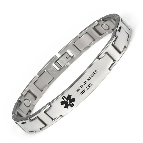 Wollet Stainless Steel Medical Alert Bracelet for WoMen, 7.5 Inch, Silvery