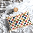 thumbnail image 5 of Zufioo Floral Checkerboard Print Double-Sided Throw Pillow Cover, Pillow Protector Home Decor - With Hidden Zipper, Suitable for Bedroom, Living Room, Car Interior-20"x30", 5 of 6
