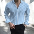 thumbnail image 1 of Camisa informal de negocios con estampado 3D a rayas para hombre, 25 estilos, para uso diario, para trabajo callejero, con solapa de primavera, manga larga, talla 6XL, envío rápido, 1 of 6