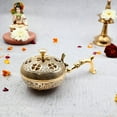 thumbnail image 4 of Pure Brass Dhuni | Premium Design Dhuna | Loban, Charcoal Burner | Flower Cut Dhunachi for Home and Tempe (Size : 17.5cm | Weight : 240gm), 4 of 6
