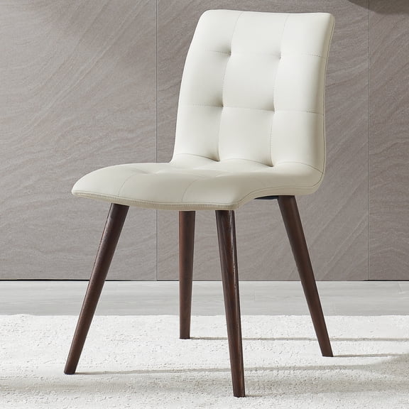 Dining Chairs Set of 2, Mid-Century Modern Chairs with Wood Legs and PU Leather Cushion , for Living Room, Bedroom, and Kitchen