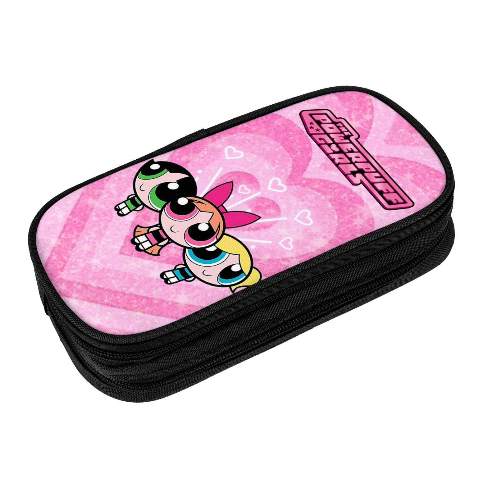 The Powerpuff Gi-rls Pencil Case Large Capacity Pencil Pouch Penbag Office Stationery Organizer Travel Makeup Bag Black